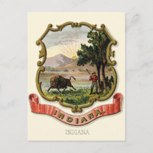 Indiana  Vintage travel - State coat of arms Postcard