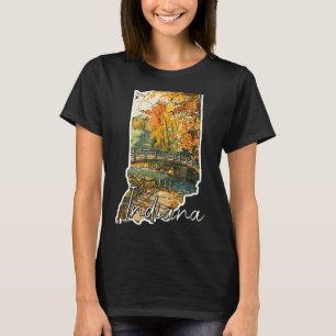Indiana watercolor autumn scenery landscape art T-Shirt