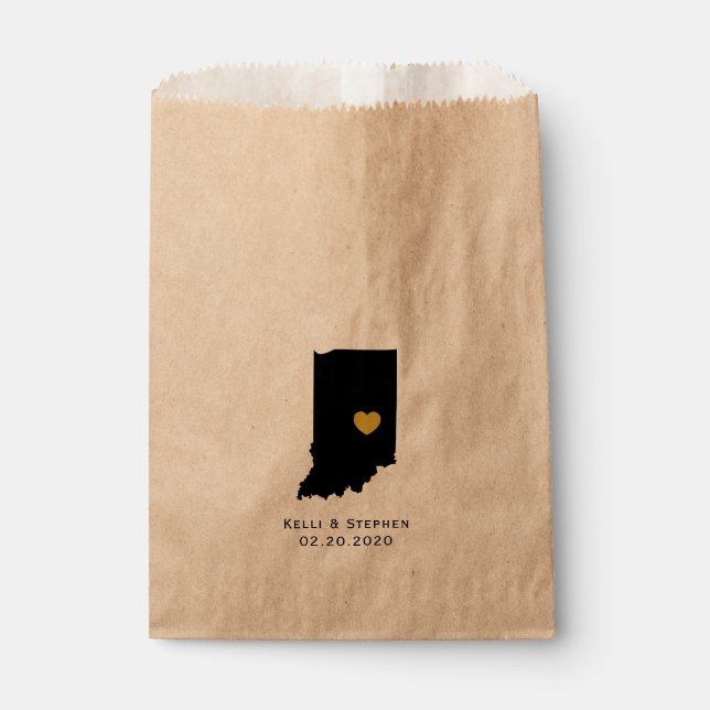 Indiana Wedding Favour Treat Sacks, Gift Bags (Front)