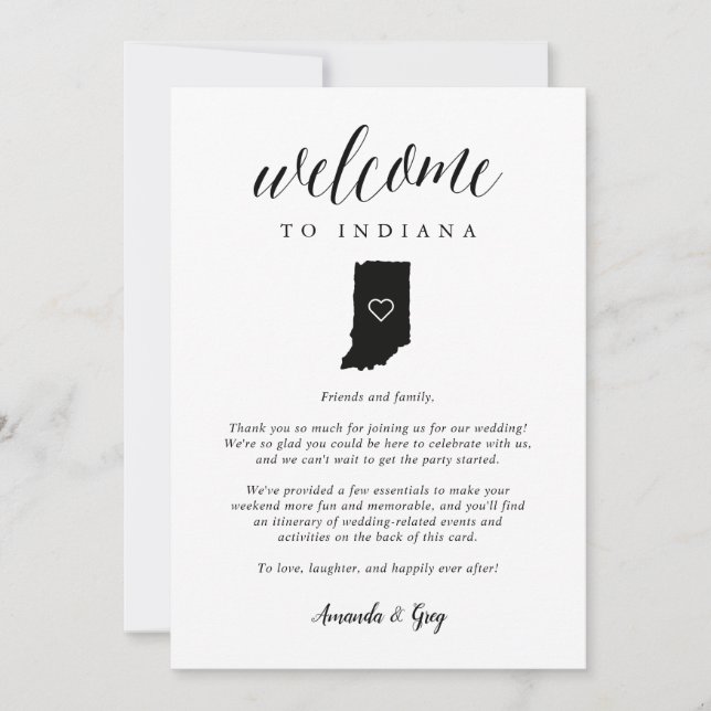 Indiana Wedding Welcome Letter & Itinerary (Front)