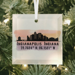Indianapolis IN City Skyline Ornement en verre