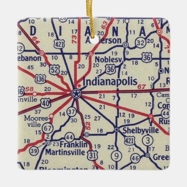 Indianapolis IN Vintage Map Ceramic Ornament (Front)
