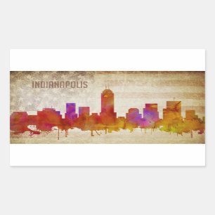 Indianapolis, IN Watercolor City Skyline Sticker