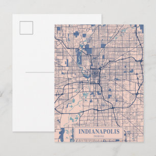 Indianapolis Indiana Breezy City Map Travel Postcard