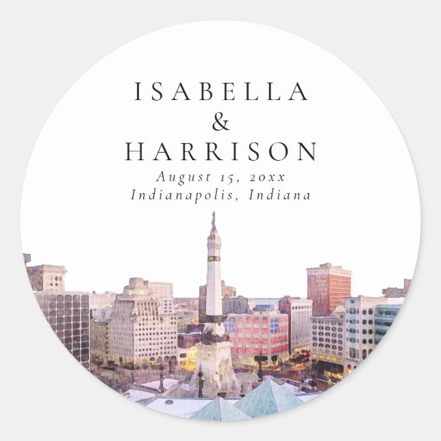 INDIANAPOLIS Indiana Destination Skyline Classic Round Sticker (Front)