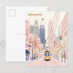 Indianapolis Indiana Gouache Illustration Travel Postcard