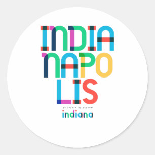 Indianapolis Indiana Mid Century, Pop Art, Classic Round Sticker