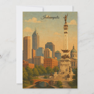 Indianapolis Indiana Skyline City Panorama Invitation