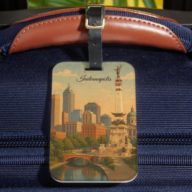 Indianapolis Indiana Skyline City Panorama Luggage Tag (Front Insitu 2)