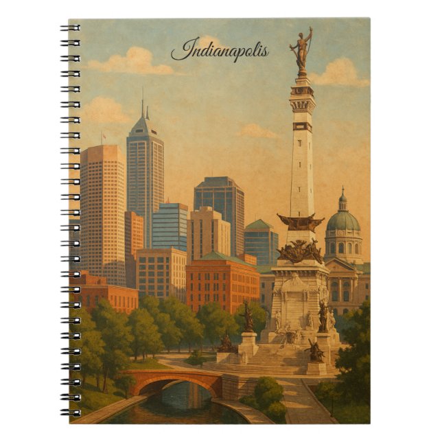 Indianapolis Indiana Skyline City Panorama Notebook (Front)