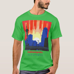 Indianapolis Indiana Skyline Japanese Art Style T-Shirt