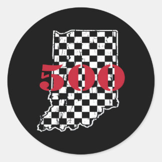 Indianapolis Indiana State 500 Race Car Distressed Classic Round Sticker