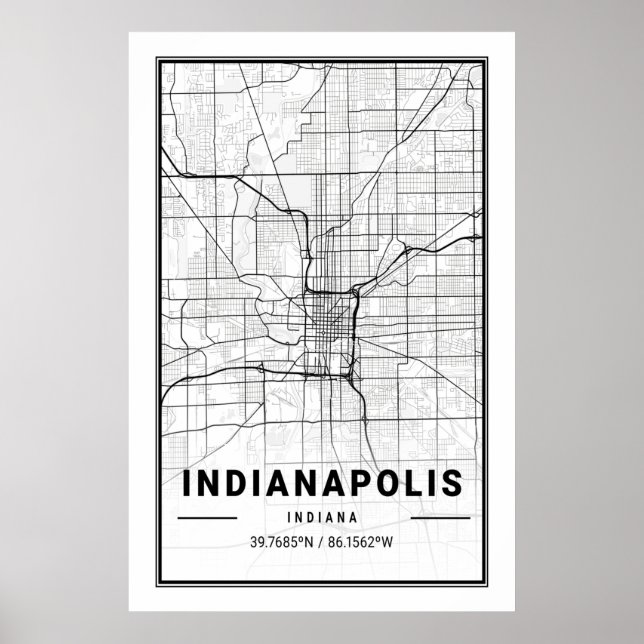 Indianapolis Indiana USA Cities Travel City Map Poster (Front)