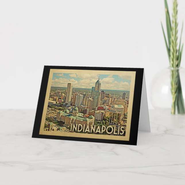 Indianapolis Indiana Vintage Travel Card (Front)