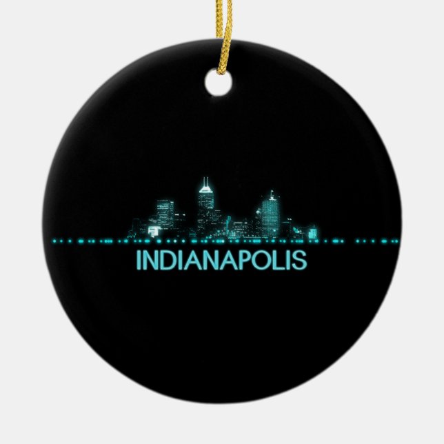 Indianapolis Skyline Ceramic Ornament (Front)