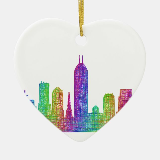 Indianapolis skyline ceramic ornament (Front)