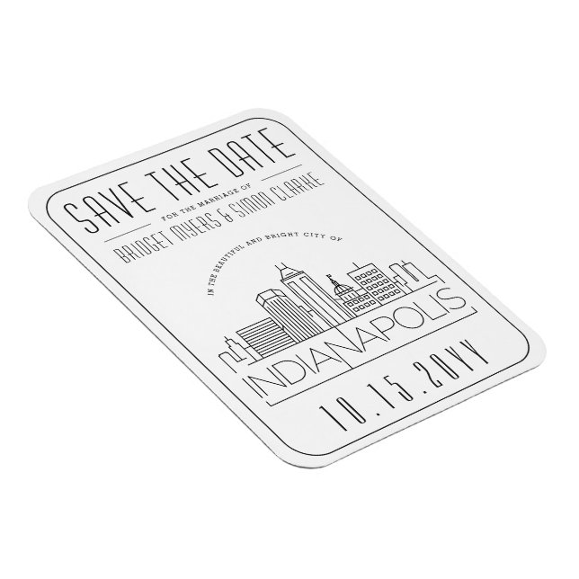 Indianapolis Wedding Stylized City Save the Date Magnet (Right Side)