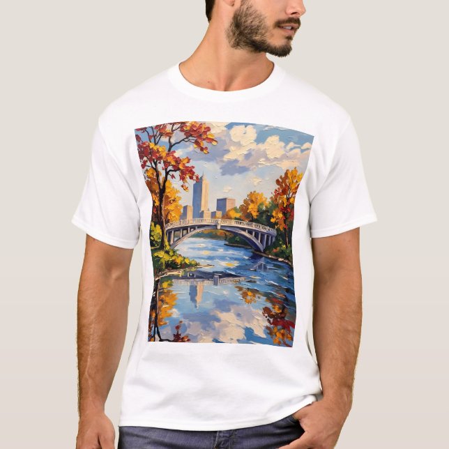 Indianapolis White Bridge Over the White River  T-Shirt (Front)
