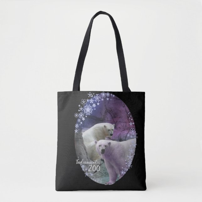 Indianapolis Zoo Polar Bear Snowflakes Tote Bag (Front)