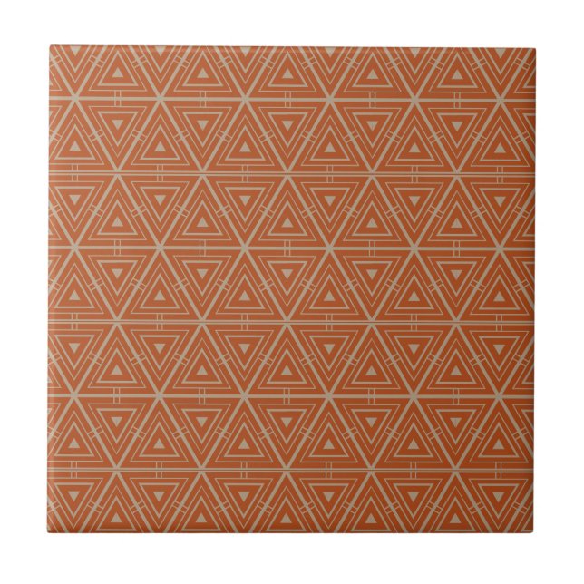IndianRed Geometric Pattern Ceramic Tiles (Front)