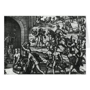 Indians bringing Balboa vases and gold objects