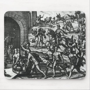 Indians bringing Balboa vases and gold objects Mouse Pad