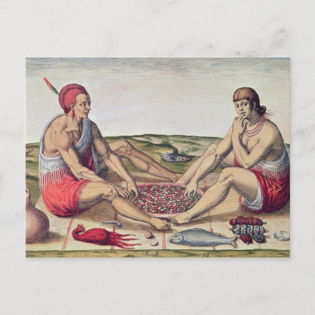 Indians eating a meal postcard (Front)