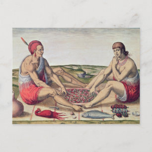 Indians eating a meal postcard