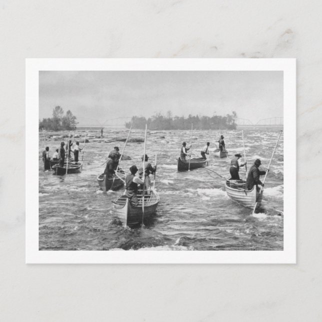 Indians Fishing in the Soo Canal Photograph Postcard (Front)