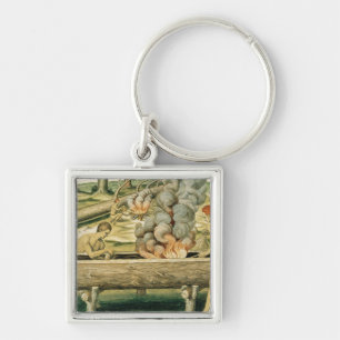 Indians Making a Dugout Canoe Keychain