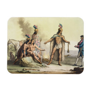 Indians of Patagonia, Chile, greeting a European t Magnet