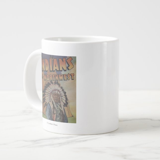 Indians of the Northwest - Indian Chief & Teepee Large Coffee Mug (Front Left)