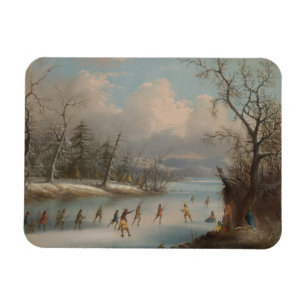 Indians Playing Lacrosse on the Ice Magnet