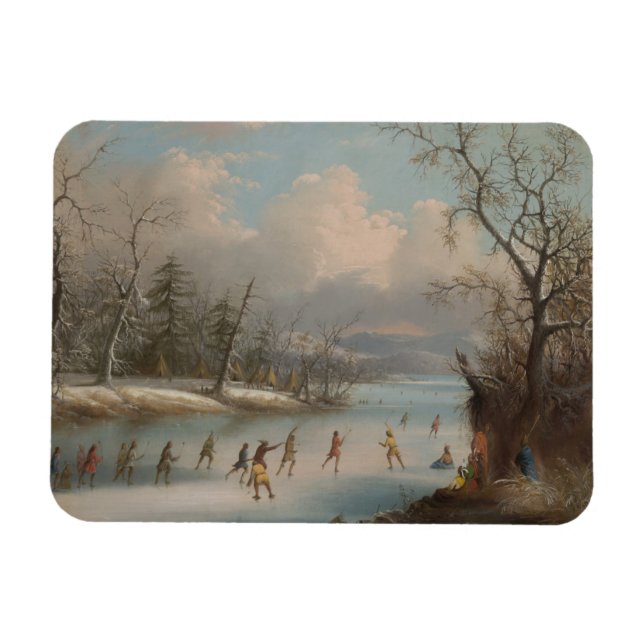 Indians Playing Lacrosse on the Ice Magnet (Horizontal)