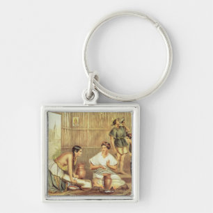 Indians Preparing Tortillas Keychain