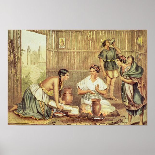 Indians Preparing Tortillas Poster (Front)