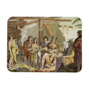 Indians trading with La Perouse in Canada (colour Magnet