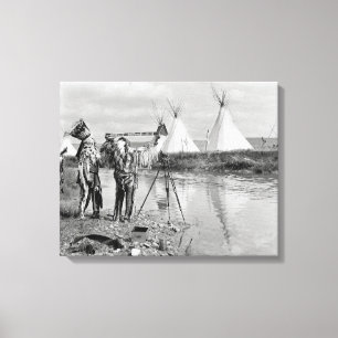 Indians Viewing Photo Negatives, 1913 Canvas Print