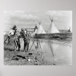 Indians Viewing Photos, 1913. Vintage Photo Poster