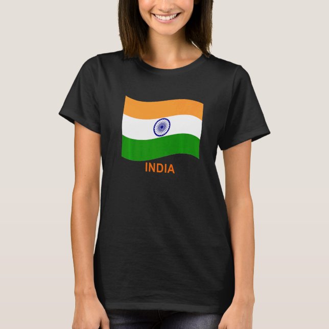 India's Bharat Indian Waving Flag   T-Shirt (Front)
