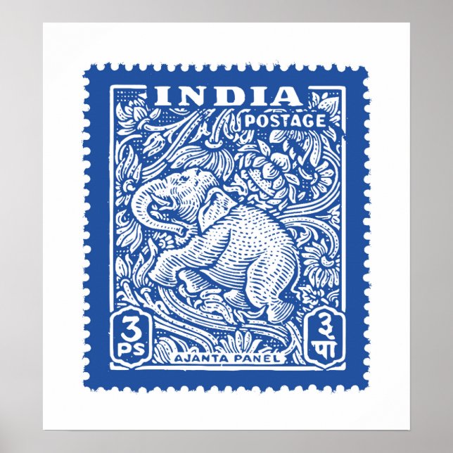 India's Stamp Design, Elephant Poster (Front)