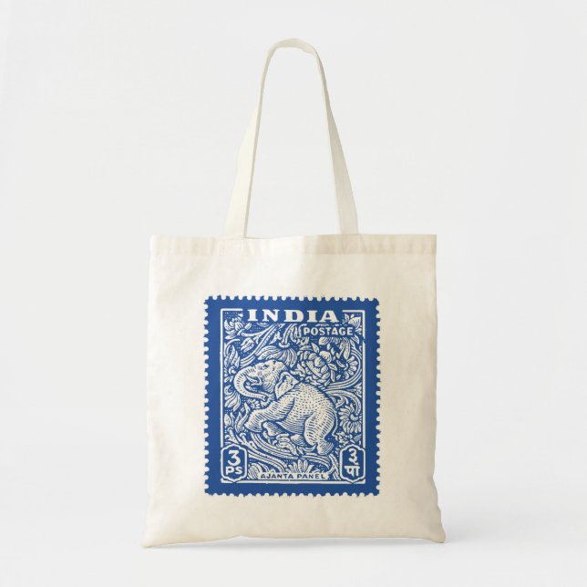 India's Stamp Design, Elephant Tote Bag (Front)