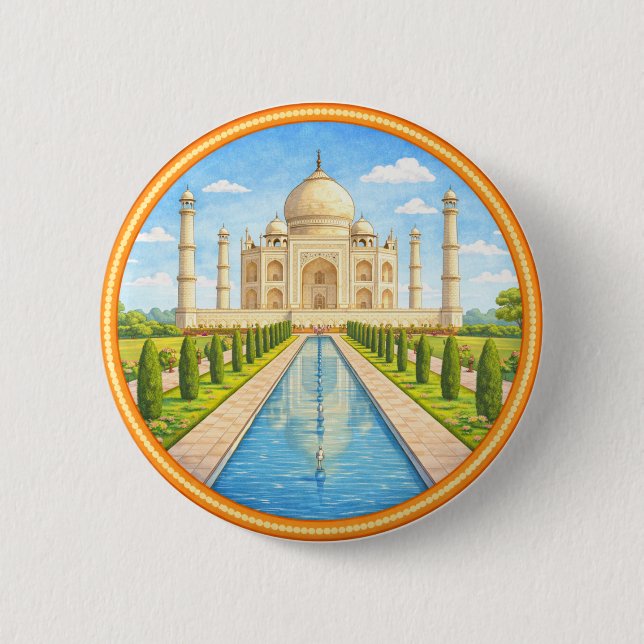 India's Taj Mahal 2 Inch Round Button (Front)