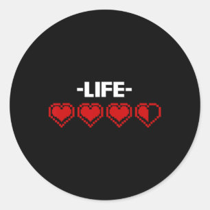 Indicator Heart 8 Bit Graphic Video Game Player Gi Classic Round Sticker
