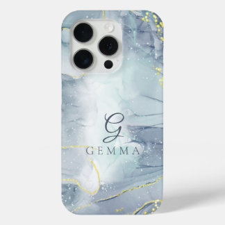 Indicolite Gold Glitter Watercolor Customizable iPhone 15 Pro Case