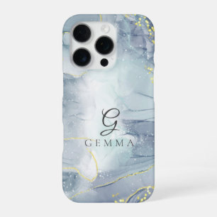 Indicolite Gold Glitter Watercolor Customizable iPhone 16 Pro Case