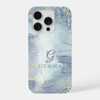 Indicolite Gold Glitter Watercolor Customizable iPhone 15 Pro Case