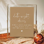 INDIE Bohemian Beige Date Night Card Template Post Poster<br><div class="desc">This date night card template template features an edgy handwritten font and modern,  minimalist design with earthy beige tones. Easily change the colors and edit *most* wording to meet the needs of your occasion. This sign is perfect for your contemporary,  minimalist,  or bohemian bridal shower or other celebration.</div>