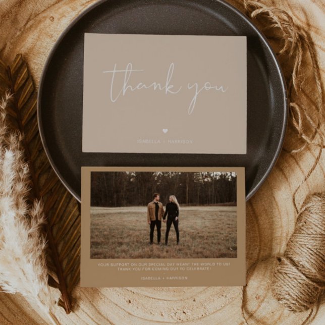 INDIE Bohemian Beige Modern Photo Thank You Card (Creator Uploaded)