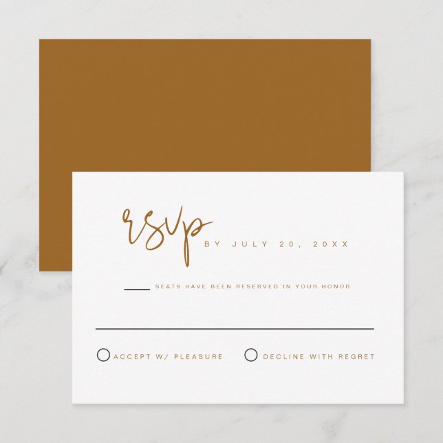 INDIE Bohemian Beige Terracotta Wedding RSVP Card (Front/Back)